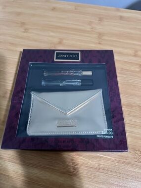 Jimmy Choo Travel Spray Set with Silver-Trim Envelope Pouch